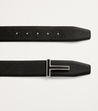 TOM FORD reversible calf leather belt with T buckle, imported from the UK