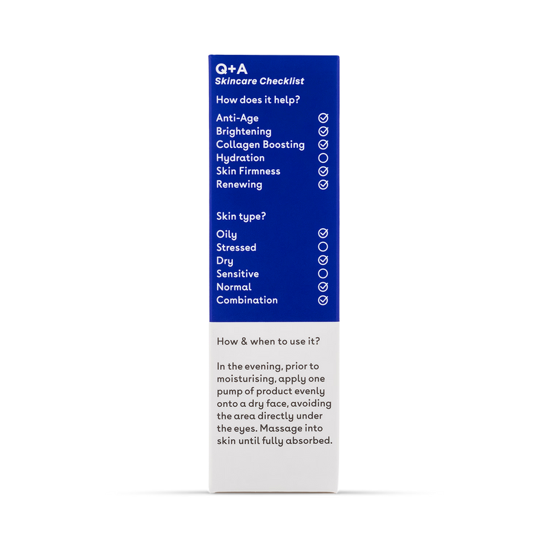 Q+A Retinol Facial Serum 30ml, imported from the UK