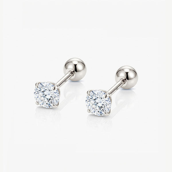 MUCHV 4mm cubic zirconia stud earrings - British product