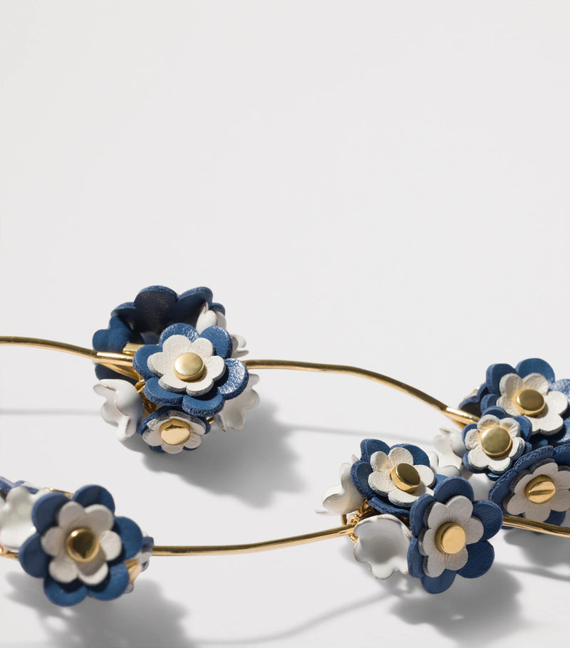 Miu Miu leather-trim flower necklace gold chain - British product