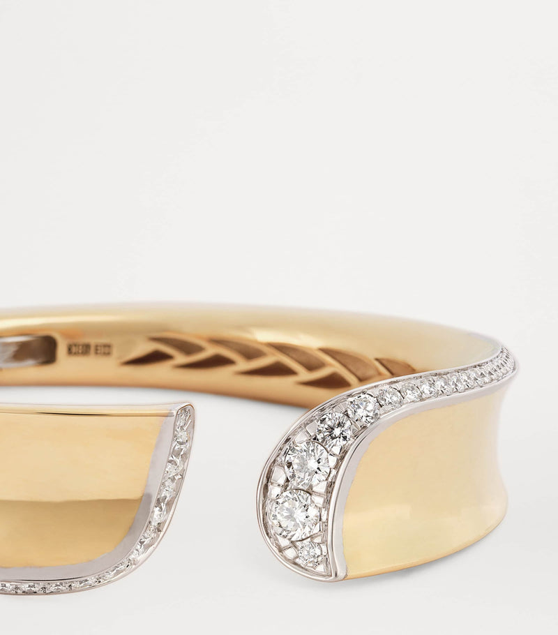 Engelbert Yellow Gold and Diamond Margareta Bangle - British product