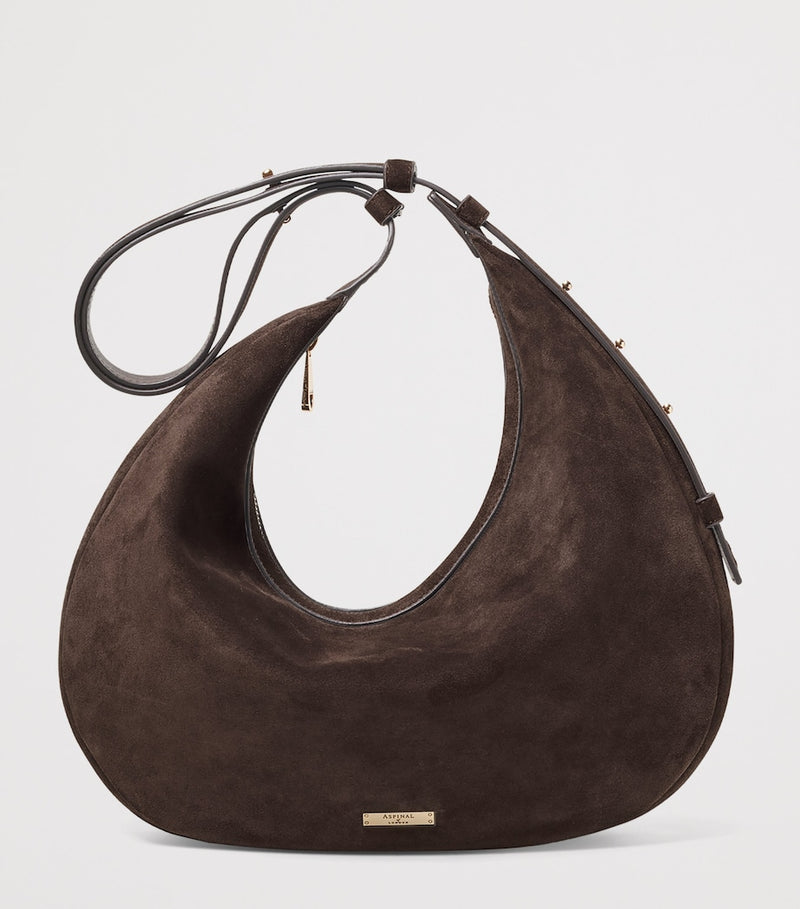 Aspinal of London suede Hudson Crescent cross-body bag, UK version