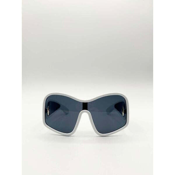 SVNX square oversized mask sunglasses white black, imported from the UK