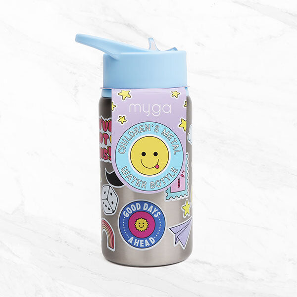 Myga Sticker Splash Metal Water Bottle, imported from the UK