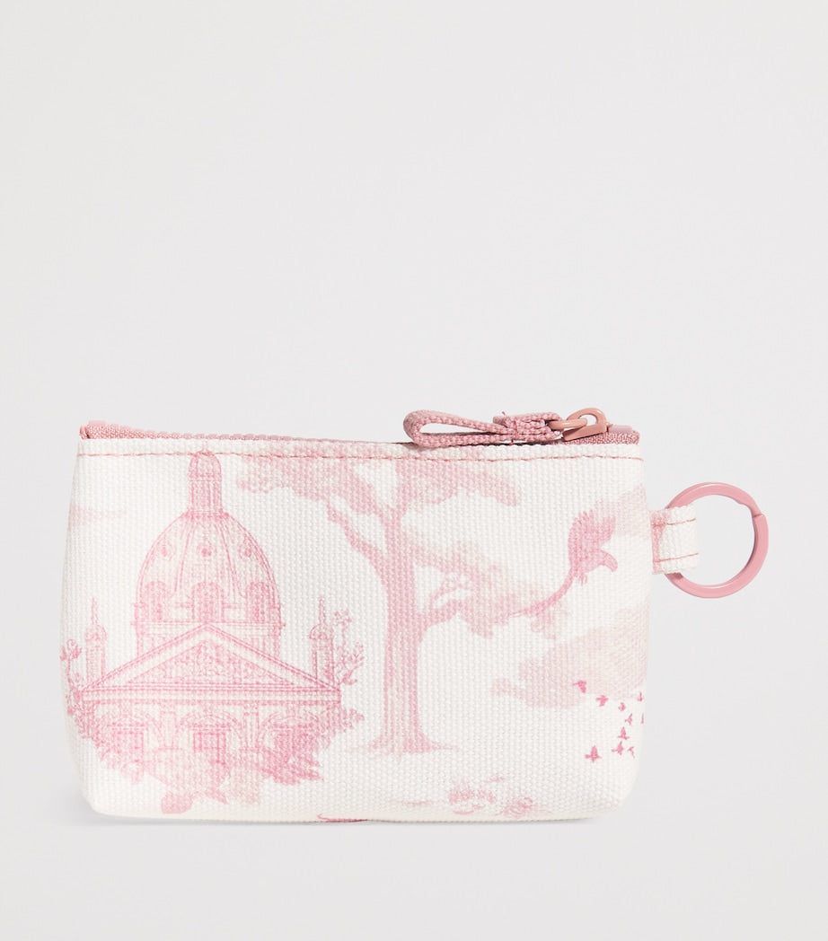 Harrods toile coin purse in cotton with London landmarks - British product