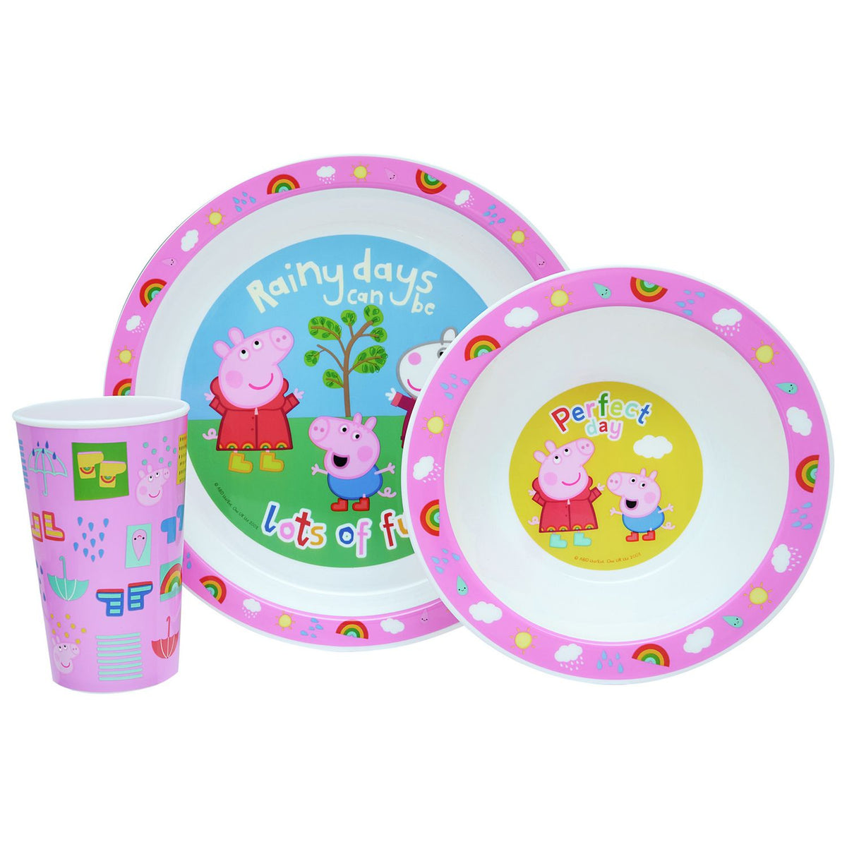 Peppa Pig plastic dinner set pink plate bowl tumbler, UK version
