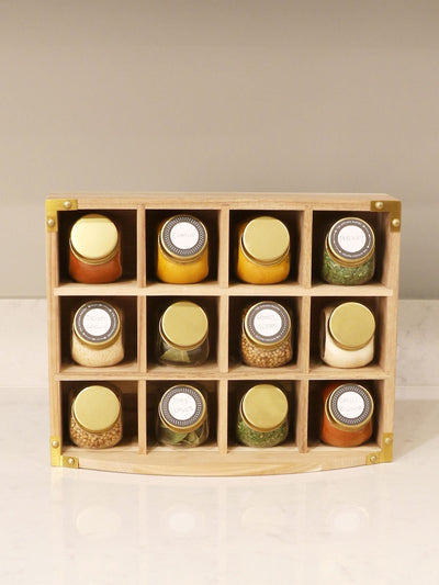 Next Kitchen Pantry Set of 12 Brown Unfilled Spice Jars & Storage Rack- Buy online at McGrocer