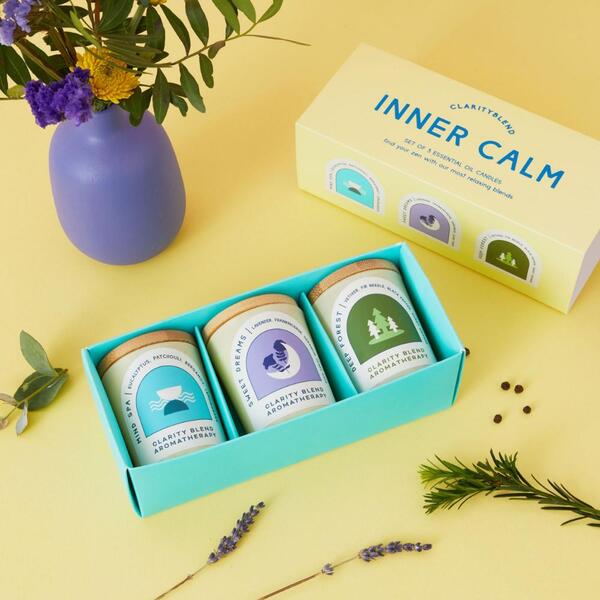 Clarity Blend aromatherapy candle set 3x90g - British product