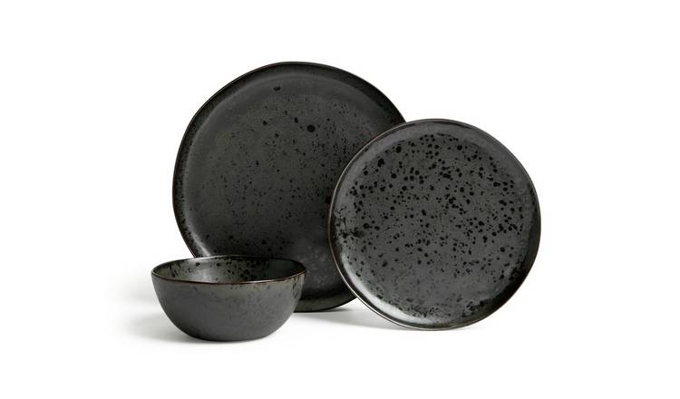 Habitat Preto 12 Piece Stoneware Dinner Set - Black GOODS Argos