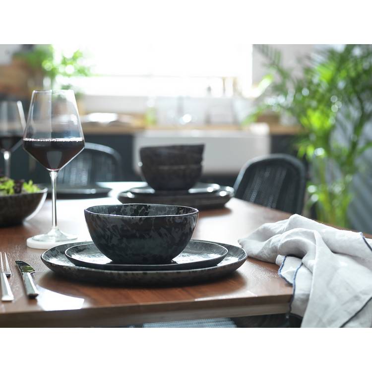 Habitat Preto dinner set 12-piece black - British product
