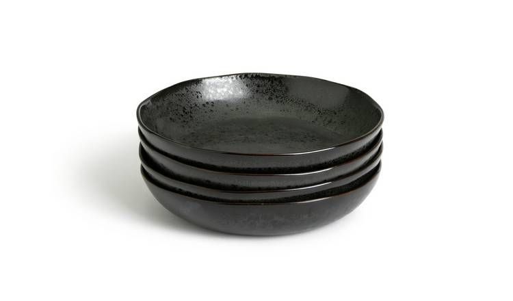 Habitat Preto 4 Piece Stoneware Pasta Bowls - Black GOODS Argos