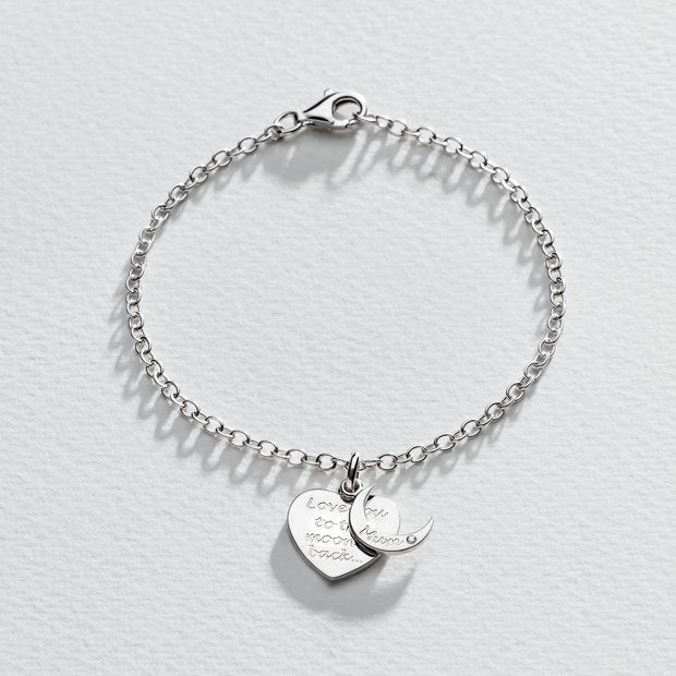 Moon & Back Mum charm bracelet with cubic zirconia (British brand)