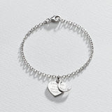 Moon & Back Mum charm bracelet with cubic zirconia (British brand)