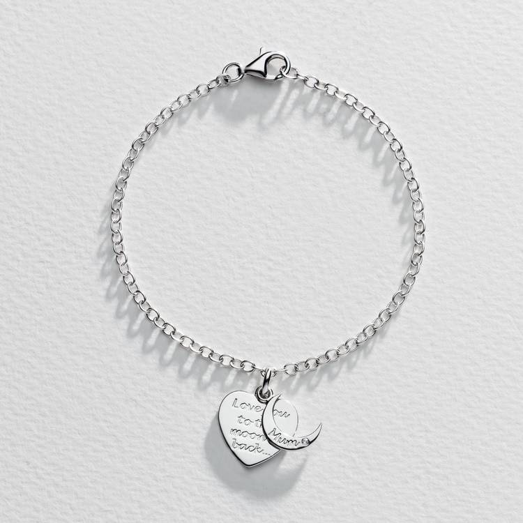 Moon & Back Mum charm bracelet with cubic zirconia (British brand)
