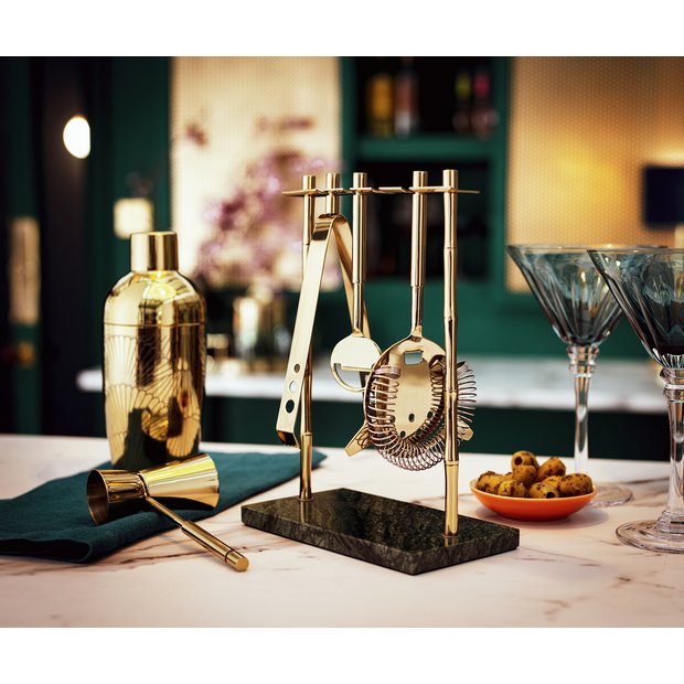 Habitat Japonica cocktail set with marble stand, imported from the UK