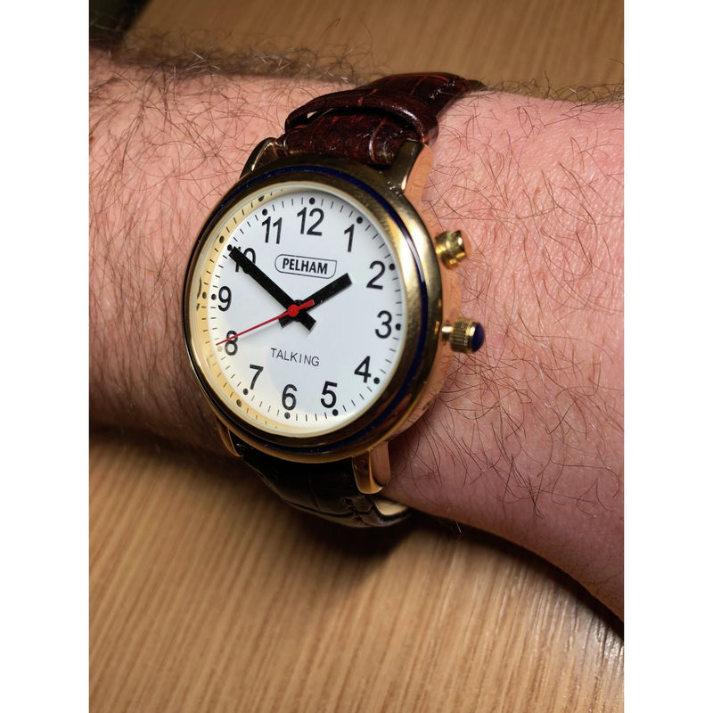 Ravencourt talking analogue watch brown croc strap - British brand