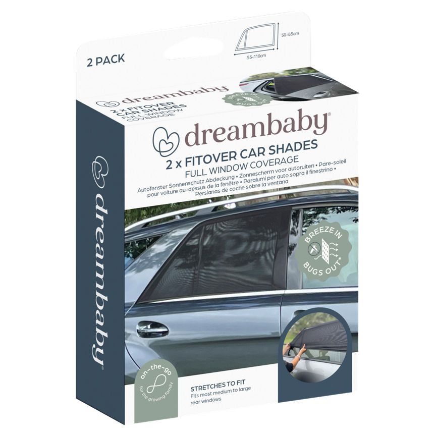 Dreambaby 2 Fitover Car Shades Full Window Coverage