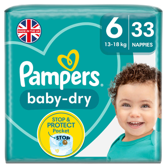 Pampers Baby-Dry Size 6, 31 Nappies, 13-18kg, Essential Pack nappies Sainsburys   