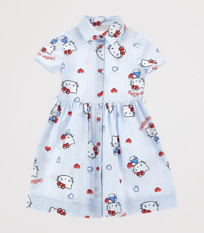 Cotton Stripe Dress with Detachable Belt for Children 2-12 Years