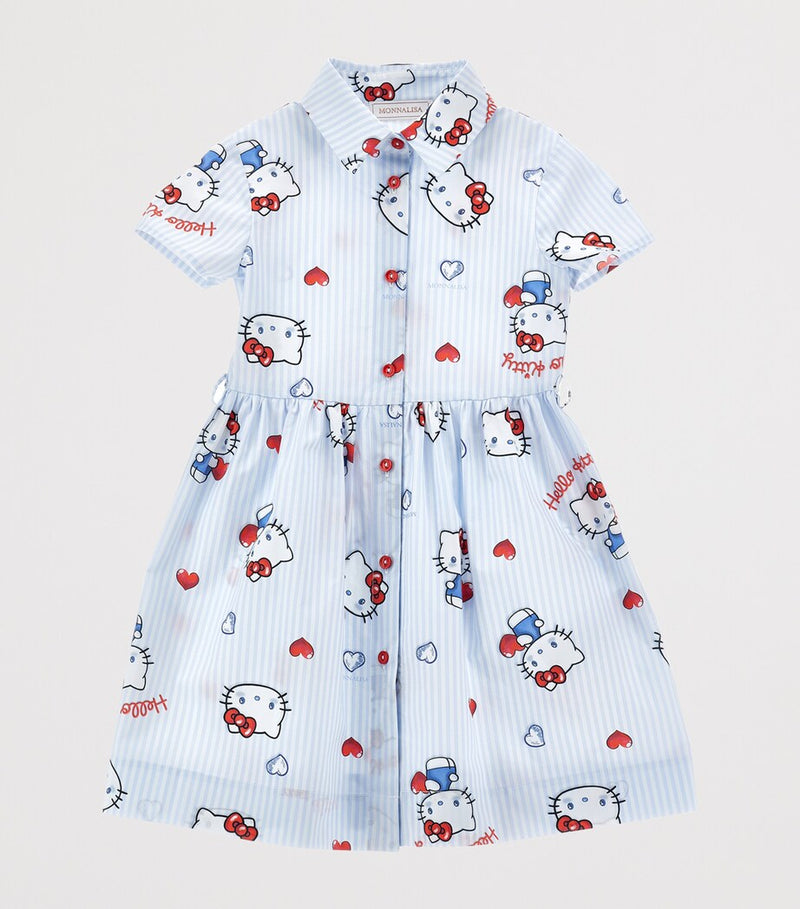 Cotton Stripe Dress with Detachable Belt for Children 2-12 Years