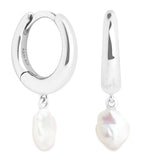Astrid & Miyu pearl huggies sterling silver earrings, UK version