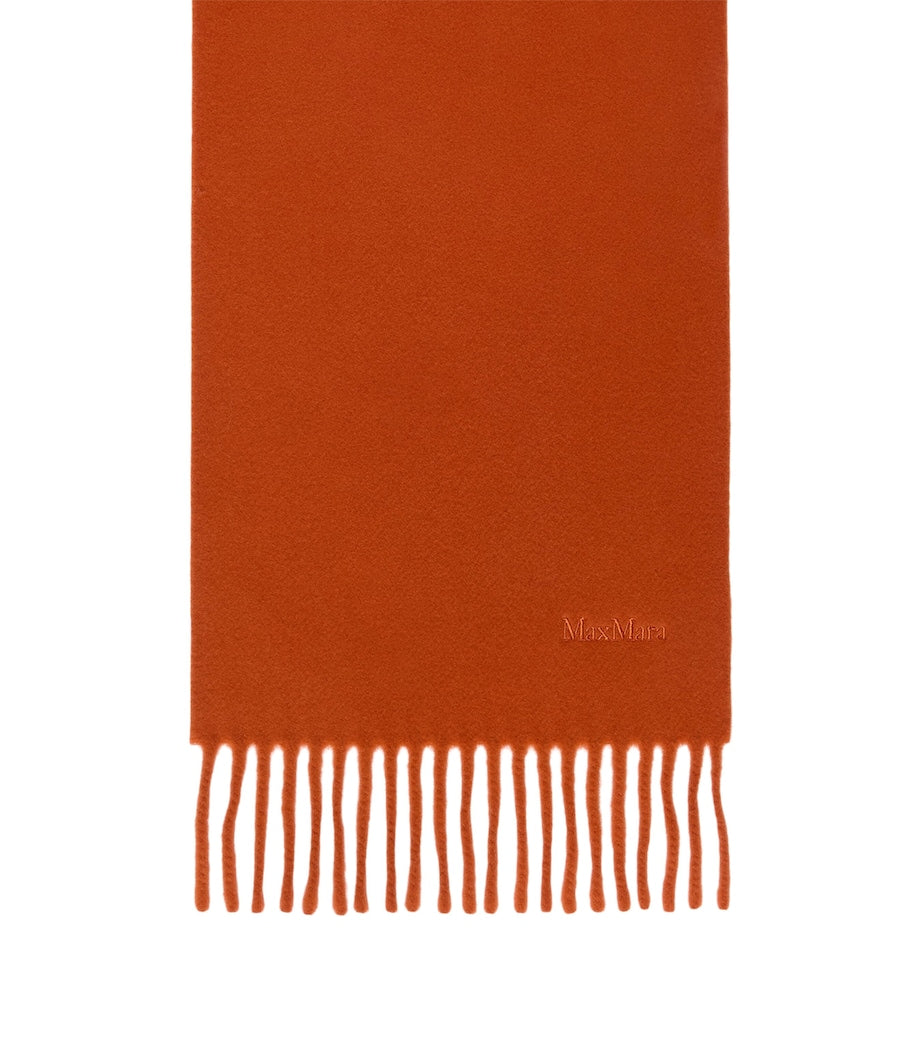 Max Mara wool fringed logo scarf, UK version