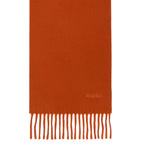 Max Mara wool fringed logo scarf, UK version