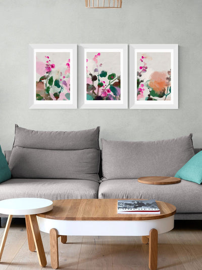 Next East End Prints Brown Summerly Hollyhocks Art Prints Set of 3- Buy online at McGrocer