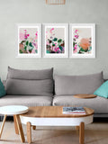 East End Prints summerly hollyhocks art prints set of three - British product
