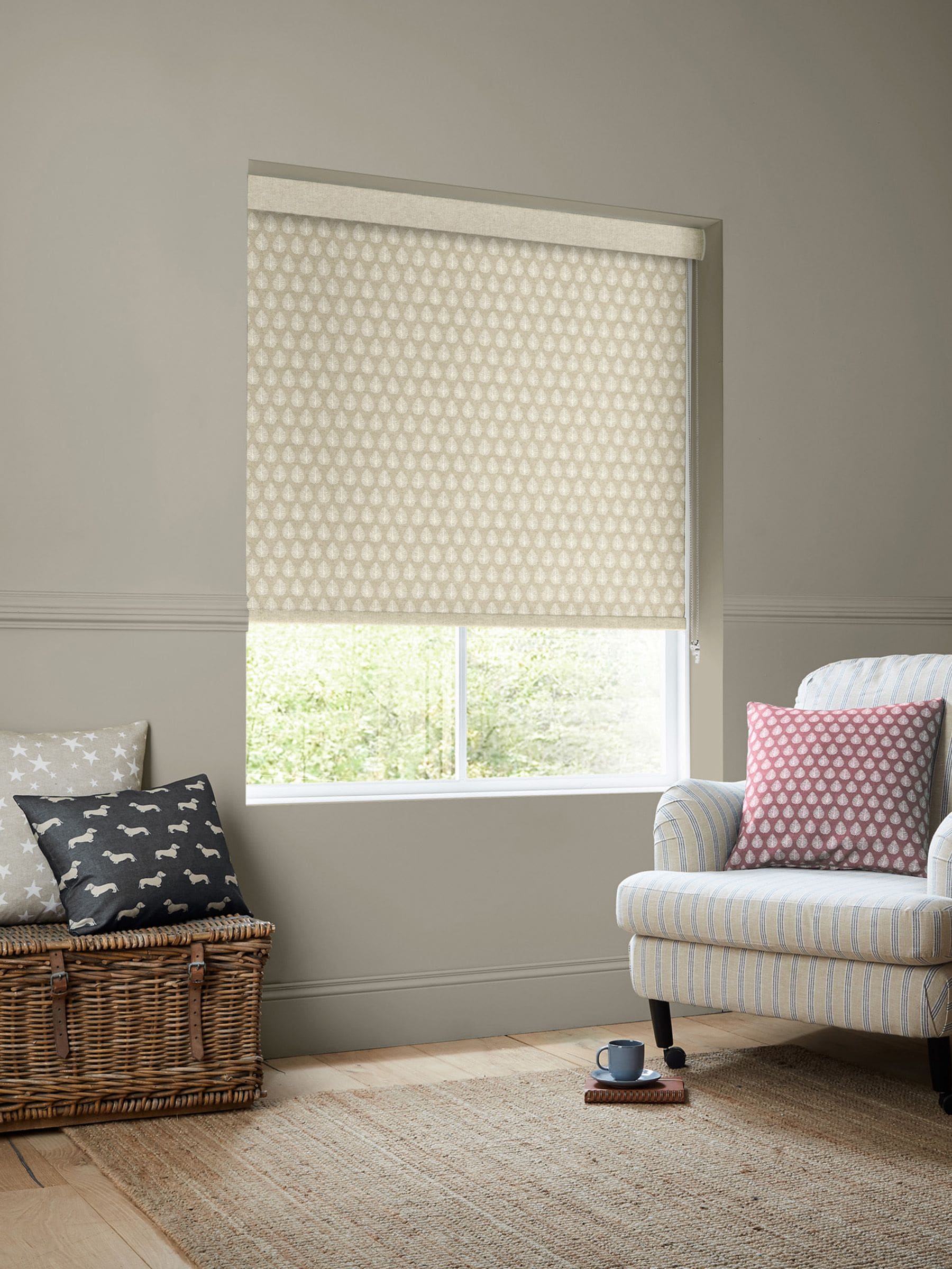 Emily Bond Natural Jaipur roller blinds, imported from the UK