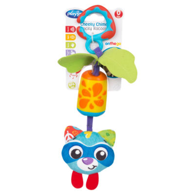 Playgro Cheeky Chime Rocky Racoon bitering-rangle til baby, importert fra Storbritannia