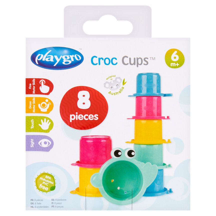 Playgro 8 Croc Cups 6m+ GOODS ASDA   