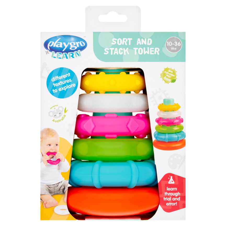 Playgro + Learn 6 Sort and Stack Tower 10-36m+ GOODS ASDA   