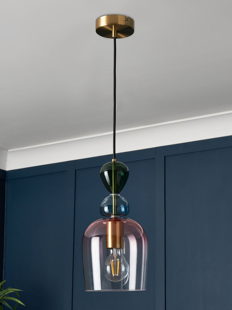 BHS brass Vietri glass pendant ceiling light, UK version