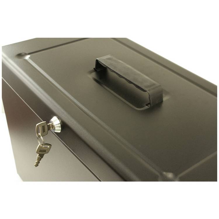 Cathedral foolscap metal file box black - British product