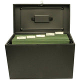 Cathedral foolscap metal file box black - British product