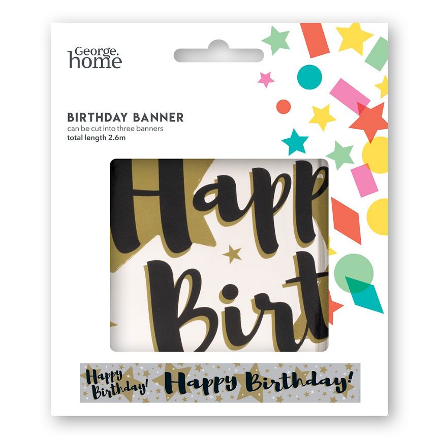 George Home Happy Birthday Foil Banner General Household ASDA   