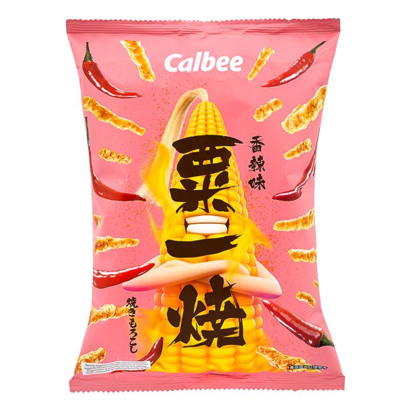Calbee hot & spicy Grill-A-Corn snack, UK version