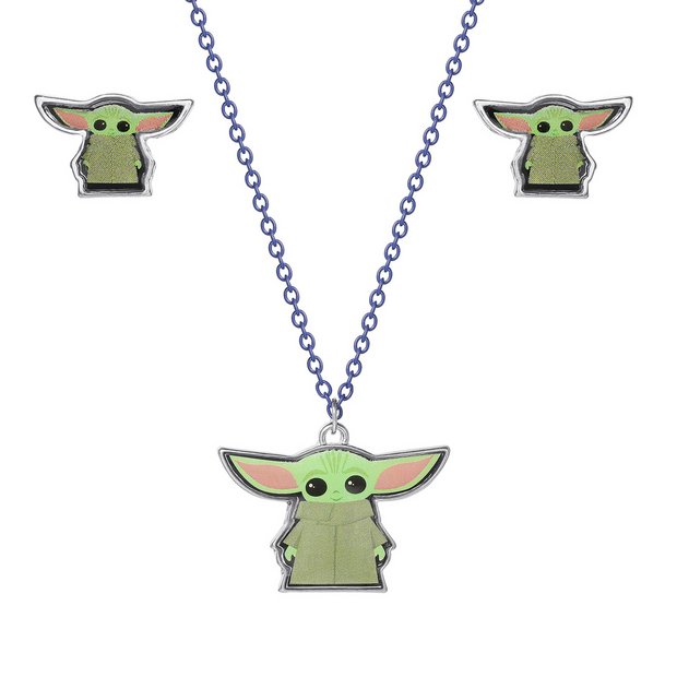 Disney Star Wars Baby Yoda pendant and studs set, UK version