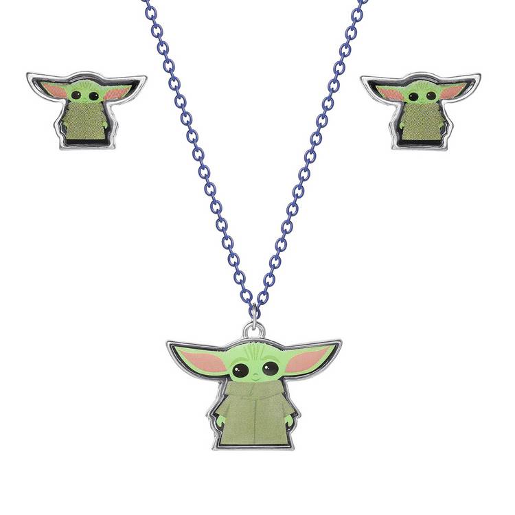 Disney Star Wars Baby Yoda pendant and studs set, UK version