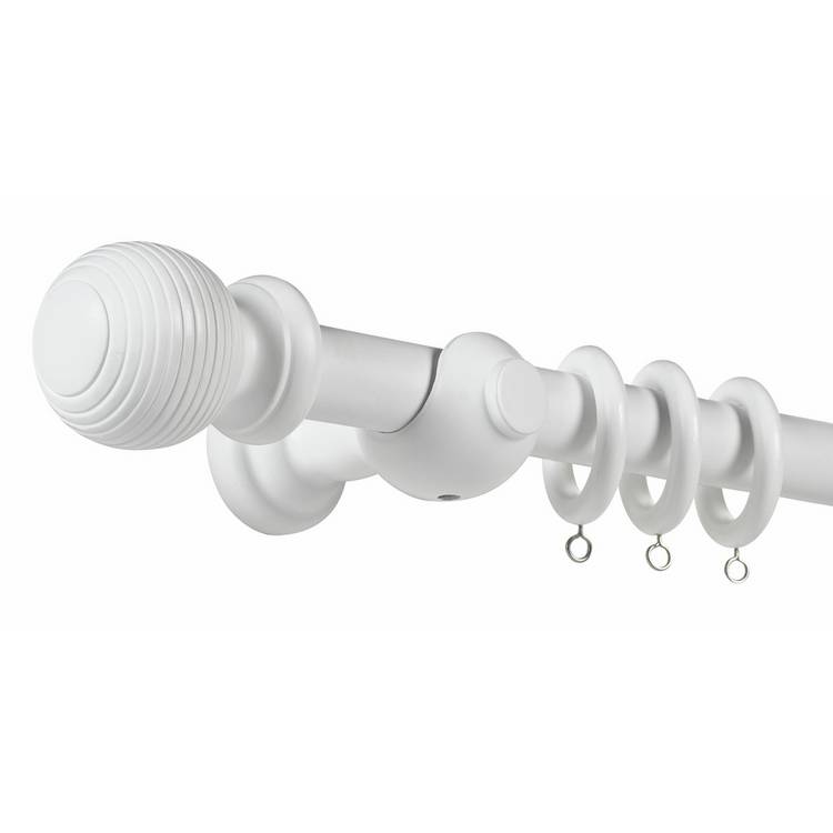 Argos Home white wooden fixed curtain pole 300cm - British product