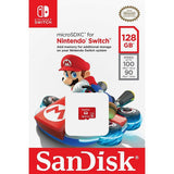 SanDisk 128GB microSD card for Nintendo Switch, imported from the UK