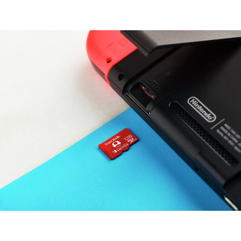 SanDisk 128GB microSD card for Nintendo Switch, imported from the UK