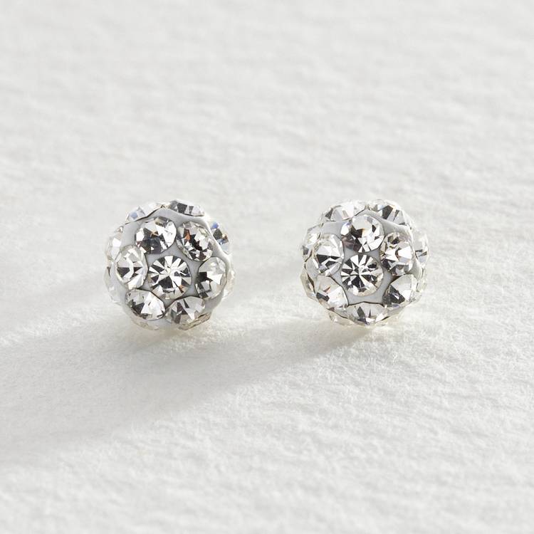 Revere sterling silver round crystal ball stud earrings, imported from the UK