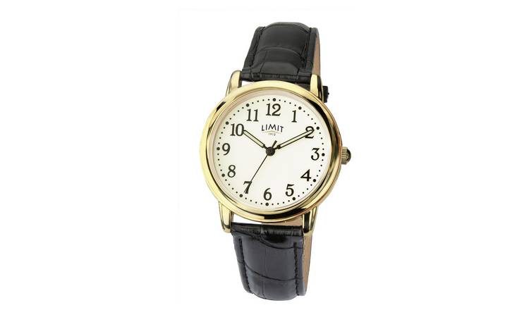 Limit Men's Glow Dial Gold Plated Faux Leather Strap Watch