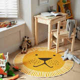 Habitat kids lion face round yellow short pile rug 100cm, UK version