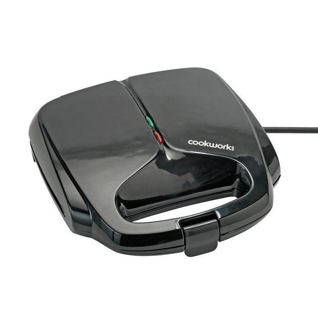 Cookworks 2 portion sandwich toaster black, imported from the UK