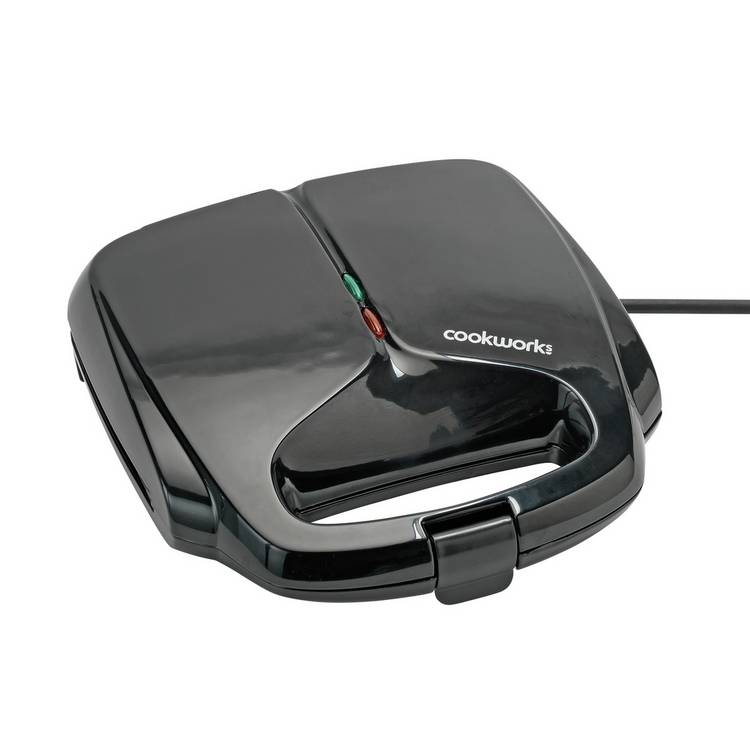 Cookworks 2 portion sandwich toaster black, imported from the UK