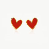 MUCHV red enamel heart earrings 1.1cm, imported from the UK