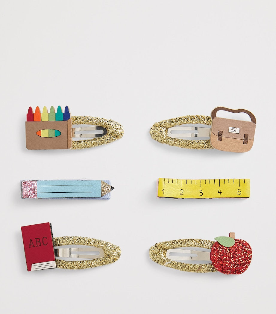 Rockahula school hair clips pack of 6 metallic glitter, imported from the UK